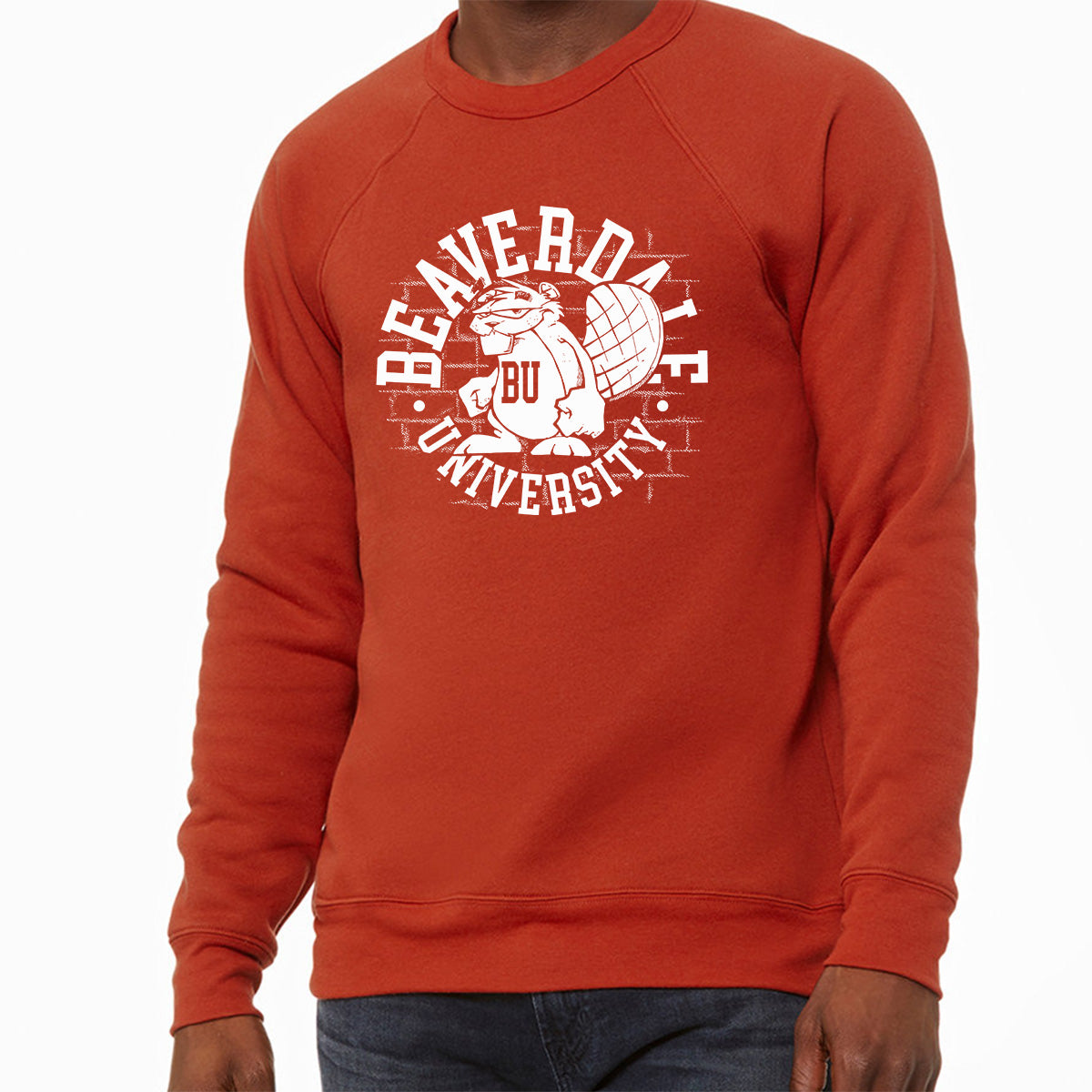 "Beaverdale University, Beaver Circle" - Unisex Sponge Fleece Crewneck Sweatshirt