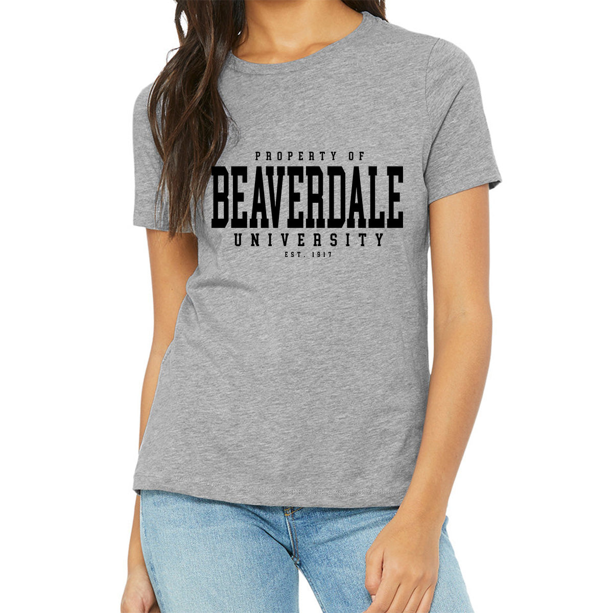 "Property of Beaverdale University" - Ladies' Relaxed Heather CVC Short-Sleeve T-Shirt