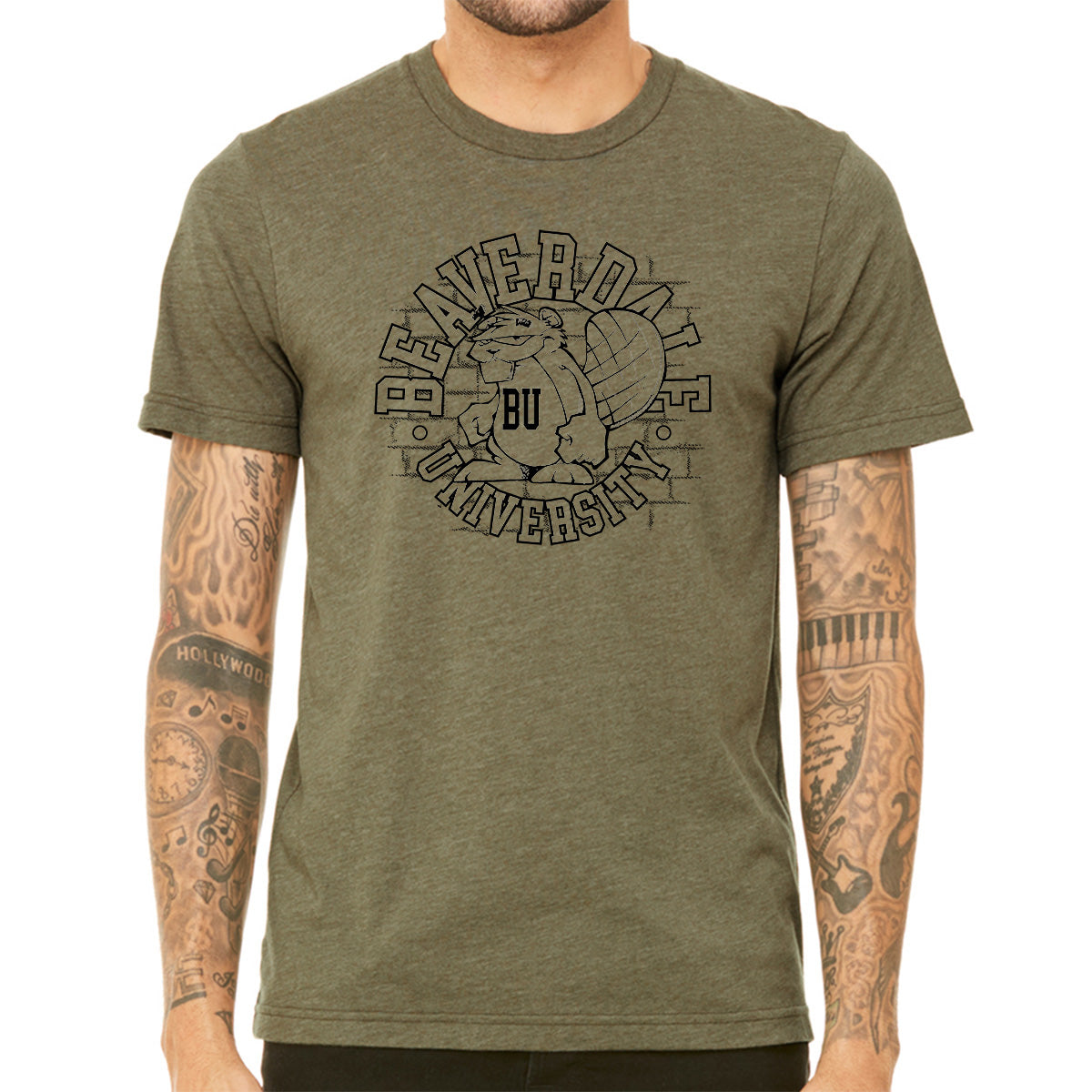 "Beaverdale University, Beaver Circle" - Unisex Heather CVC T-Shirt