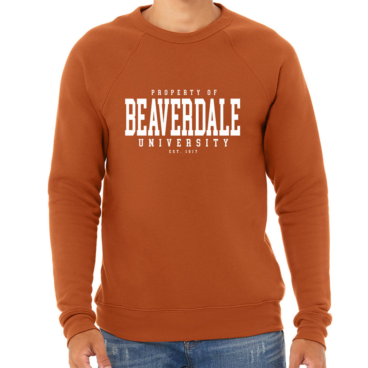 "Property of Beaverdale University" - Unisex Sponge Fleece Crewneck Sweatshirt