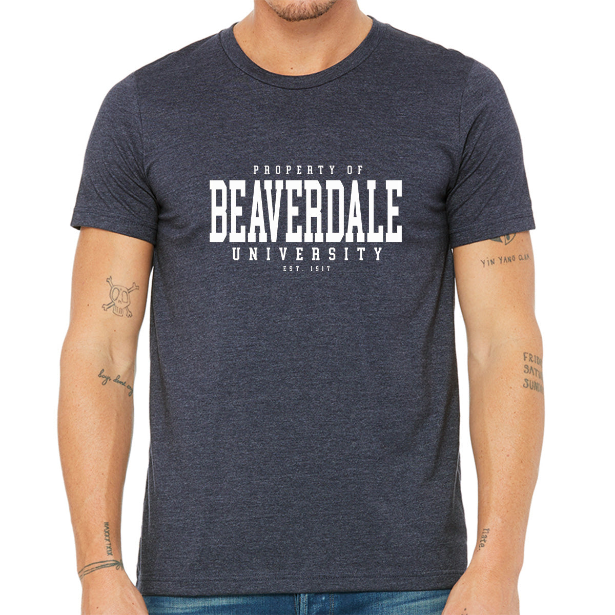 "Property of Beaverdale University" - Unisex Heather CVC T-Shirt