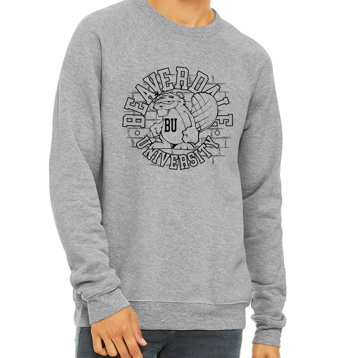 "Beaverdale University, Beaver Circle" - Unisex Sponge Fleece Crewneck Sweatshirt