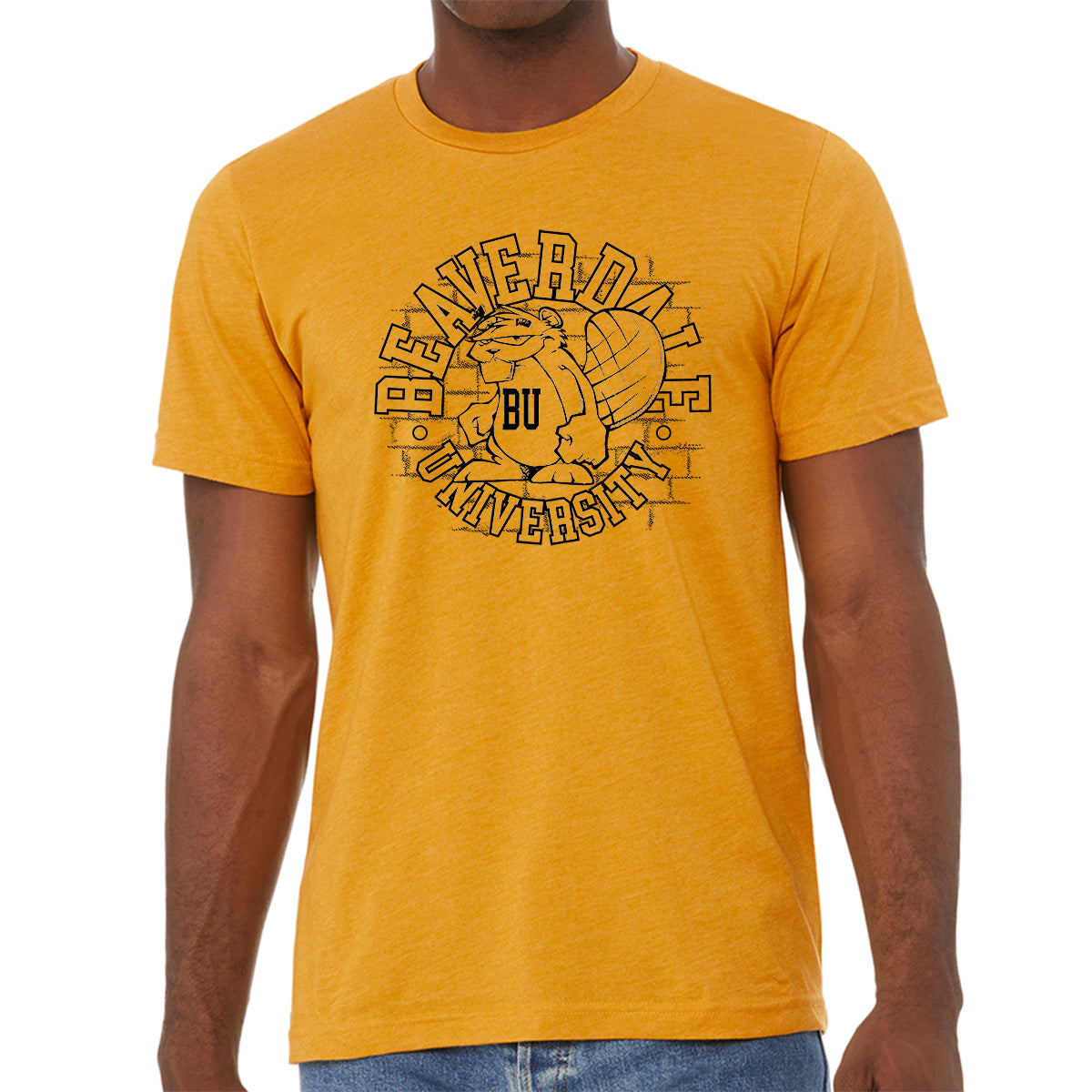 "Beaverdale University, Beaver Circle" - Unisex Heather CVC T-Shirt