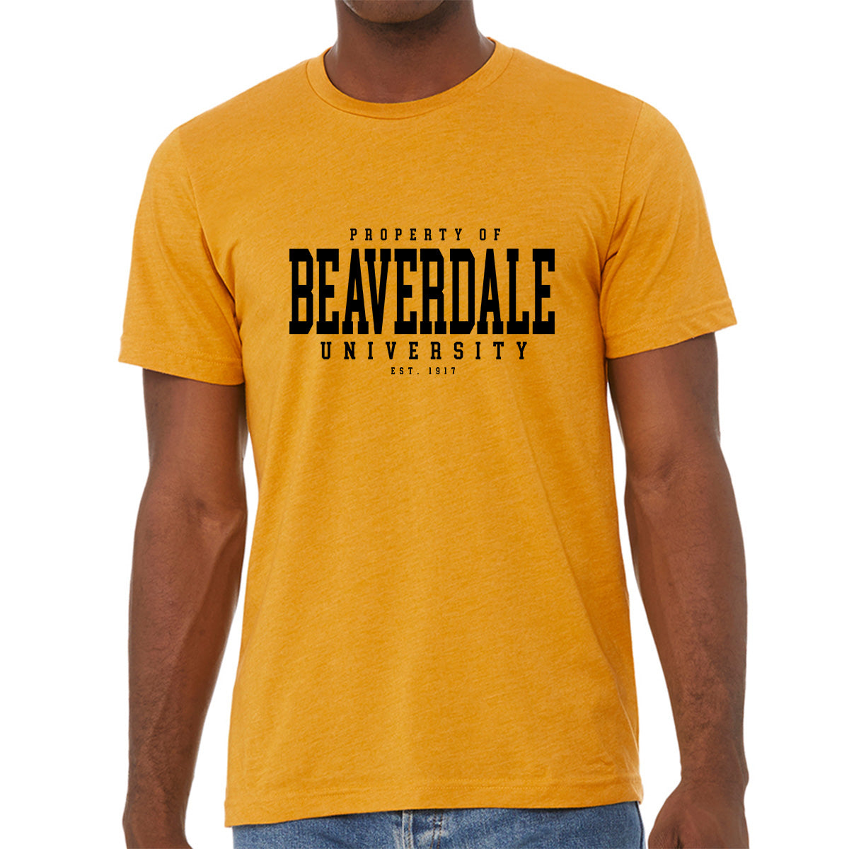 "Property of Beaverdale University" - Unisex Heather CVC T-Shirt