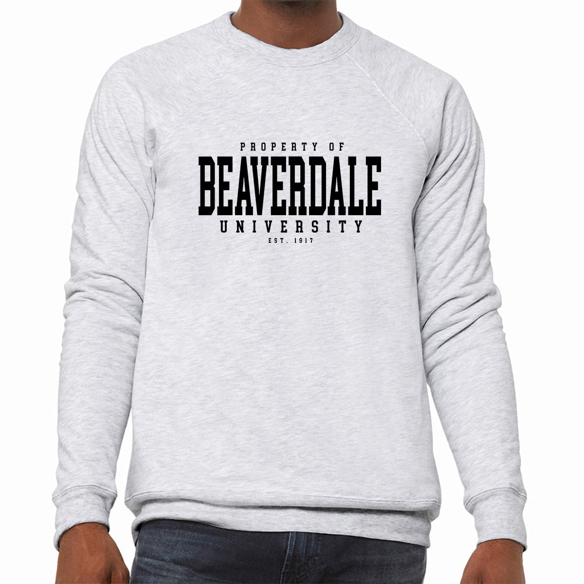 "Property of Beaverdale University" - Unisex Sponge Fleece Crewneck Sweatshirt