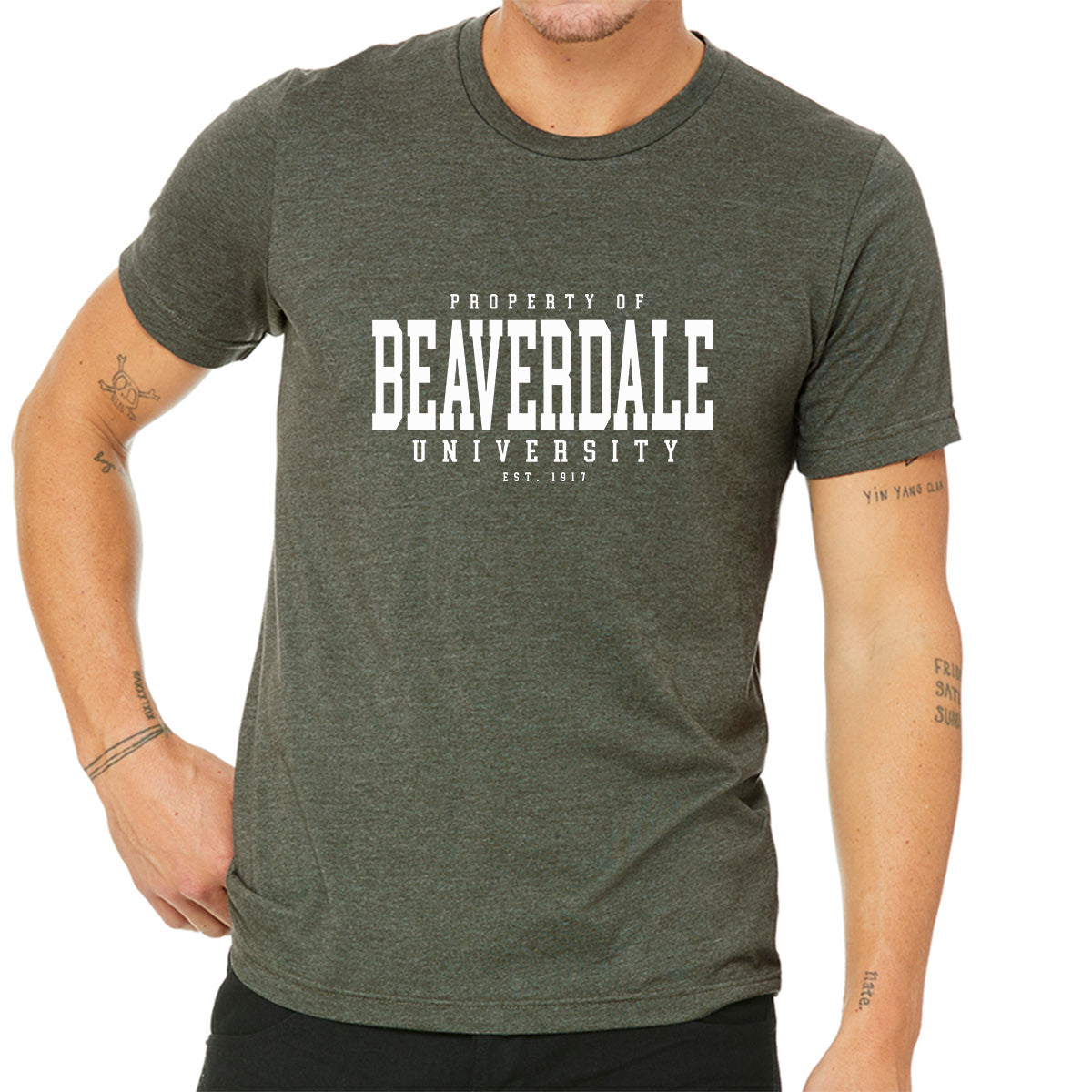 "Property of Beaverdale University" - Unisex Heather CVC T-Shirt