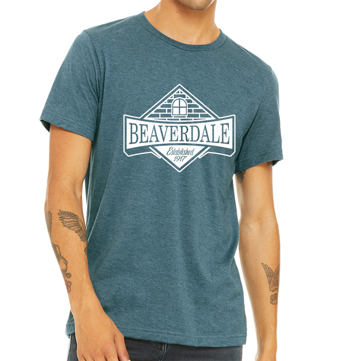 "Beaverdale Est. 1917 Crest" - Unisex Heather CVC T-Shirt