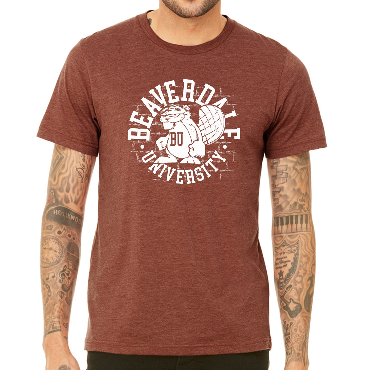 "Beaverdale University, Beaver Circle" - Unisex Heather CVC T-Shirt