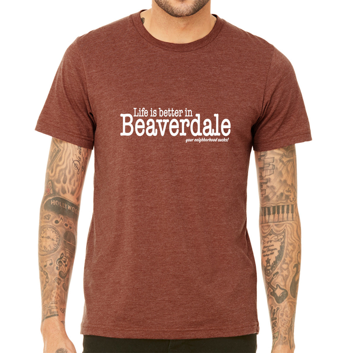 "Life is better in Beaverdale, your neighborhood sucks" - Unisex Heather CVC T-Shirt