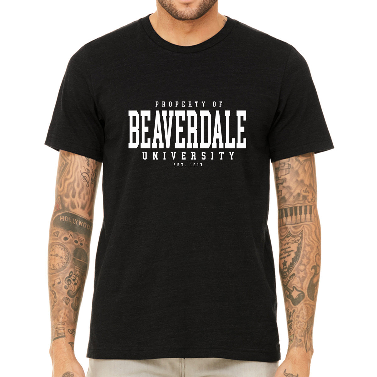 "Property of Beaverdale University" - Unisex Heather CVC T-Shirt