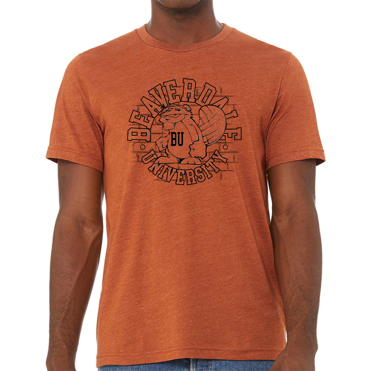 "Beaverdale University, Beaver Circle" - Unisex Heather CVC T-Shirt