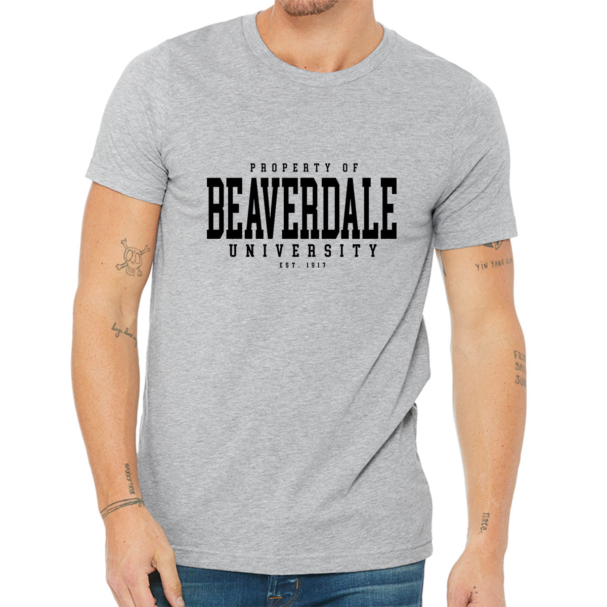 "Property of Beaverdale University" - Unisex Heather CVC T-Shirt